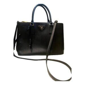 Prada Black Tote with Blue Handles